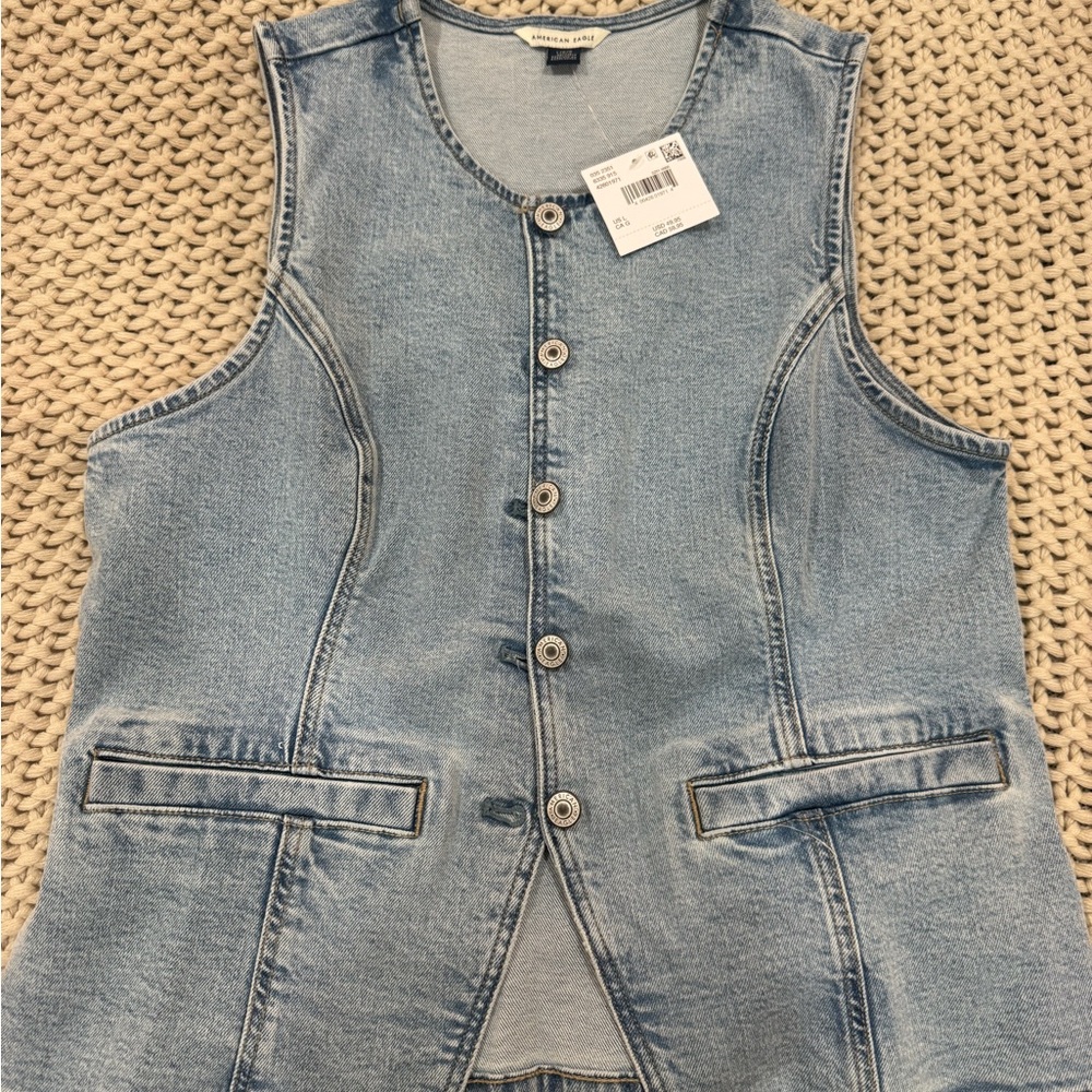 American Eagle Outfitters Light Blue Denim Vest